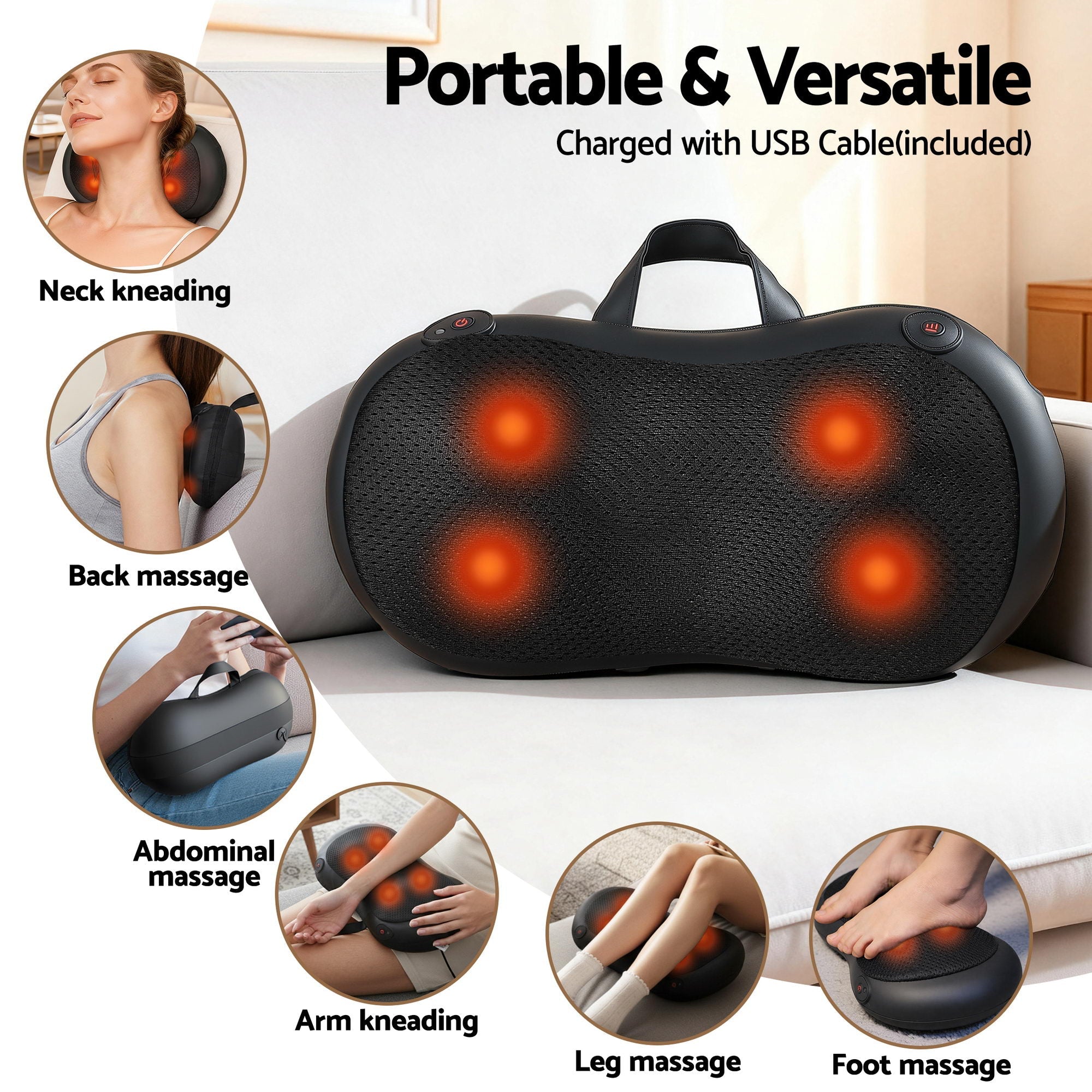 Leg Foot Massager Air Compression With Back Neck Massager Heat - Health & Beauty > Massage & Relaxation > Massagers - Rivercity House & Home Co. (ABN 18 642 972 209) - Affordable Modern Furniture Australia
