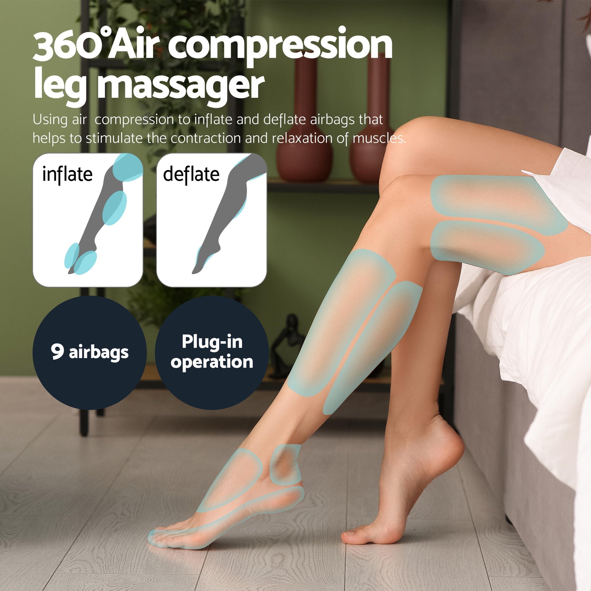 Leg Foot Massager Air Compression With Back Neck Massager Heat - Health & Beauty > Massage & Relaxation > Massagers - Rivercity House & Home Co. (ABN 18 642 972 209) - Affordable Modern Furniture Australia