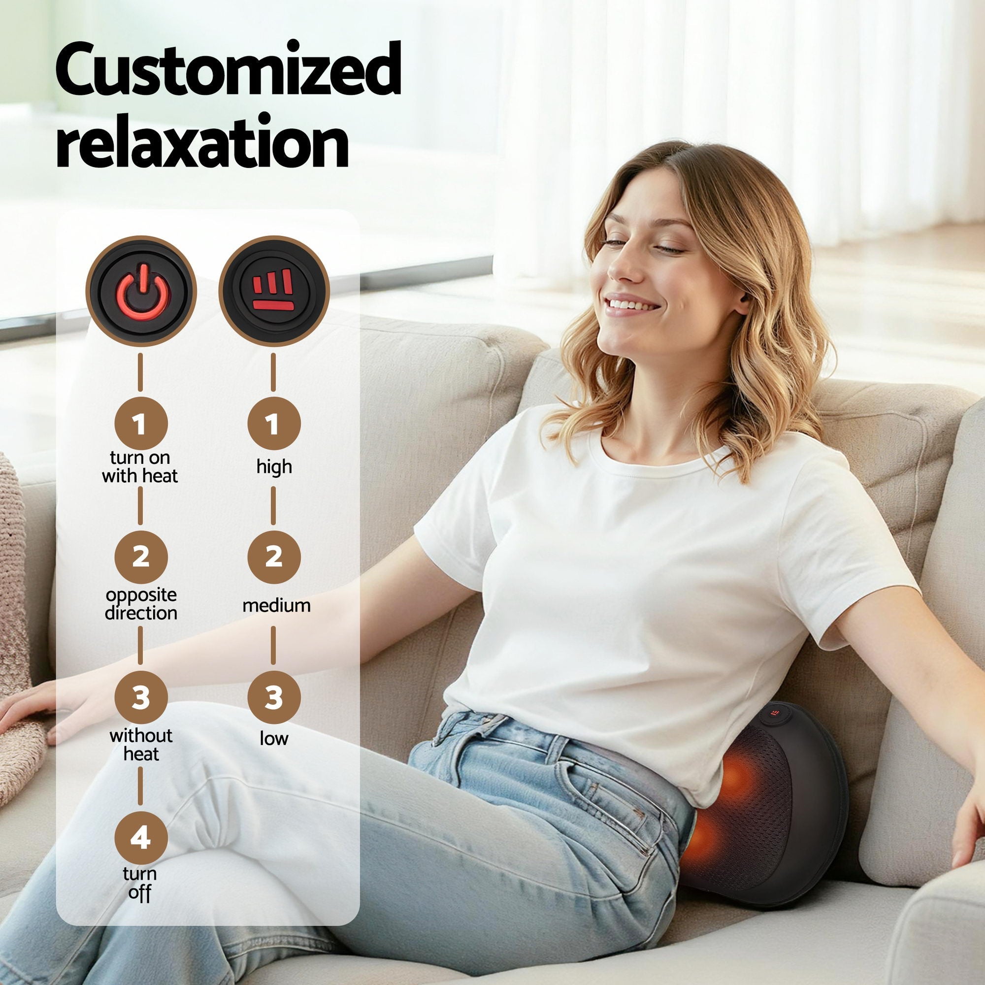 Leg Foot Massager Air Compression With Back Neck Massager Heat - Health & Beauty > Massage & Relaxation > Massagers - Rivercity House & Home Co. (ABN 18 642 972 209) - Affordable Modern Furniture Australia