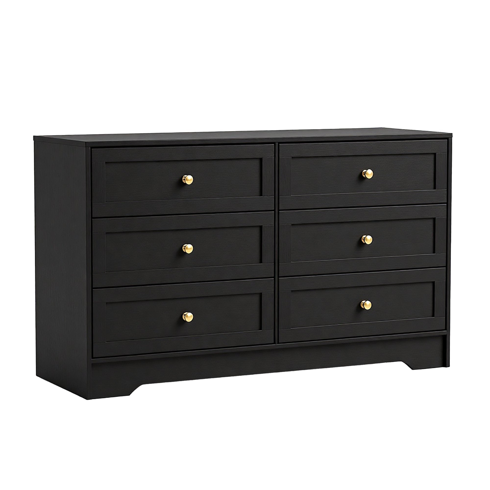 LEIF 6 Drawer Tallboy Chest of Drawers Cabinet - Black - Furniture > Bedroom > Dressers - Rivercity House & Home Co. (ABN 18 642 972 209) - Affordable Modern Furniture Australia