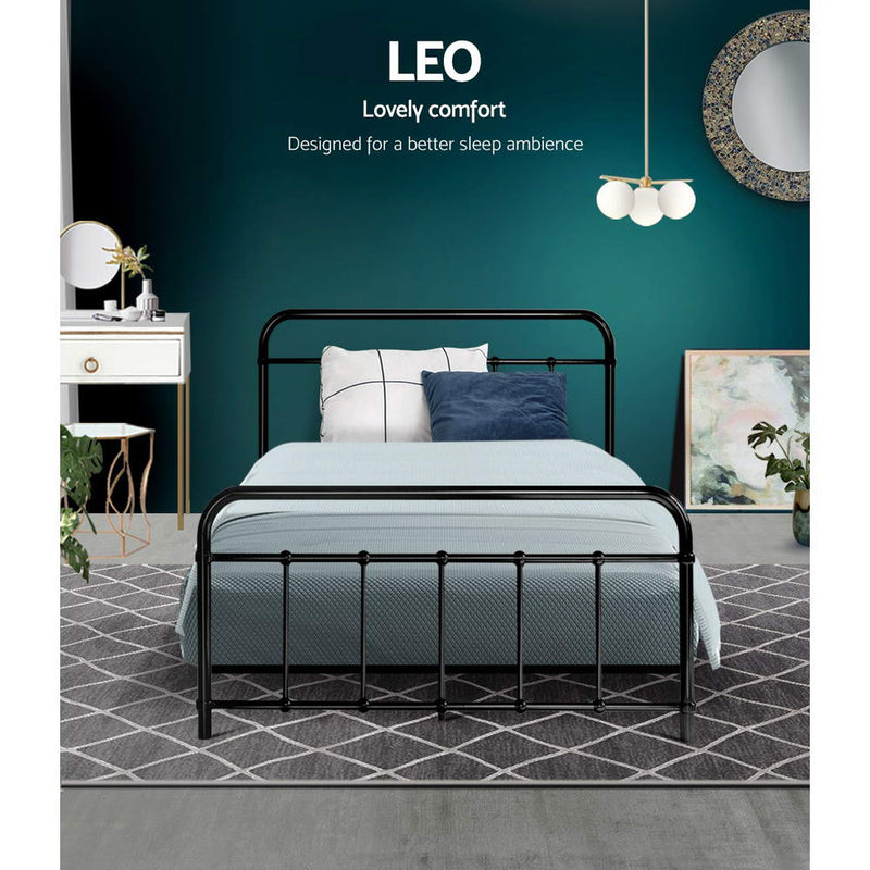 Leo Metal King Single Bed Frame Black - Rivercity House & Home Co. (ABN 18 642 972 209) - Affordable Modern Furniture Australia