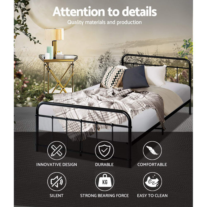 Leo Metal King Single Bed Frame Black - Rivercity House & Home Co. (ABN 18 642 972 209) - Affordable Modern Furniture Australia