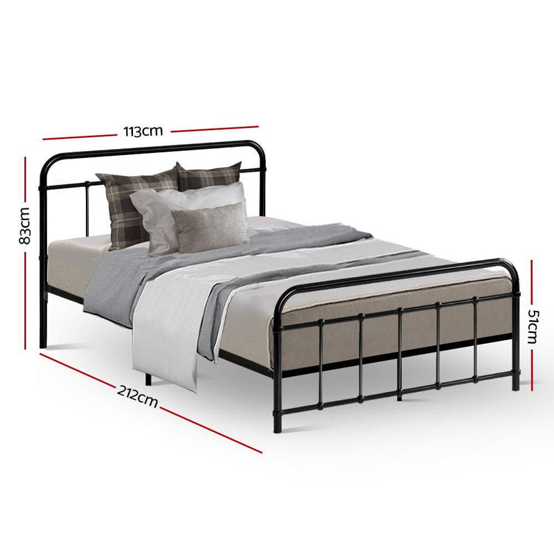 Leo Metal King Single Bed Frame Black - Rivercity House & Home Co. (ABN 18 642 972 209) - Affordable Modern Furniture Australia