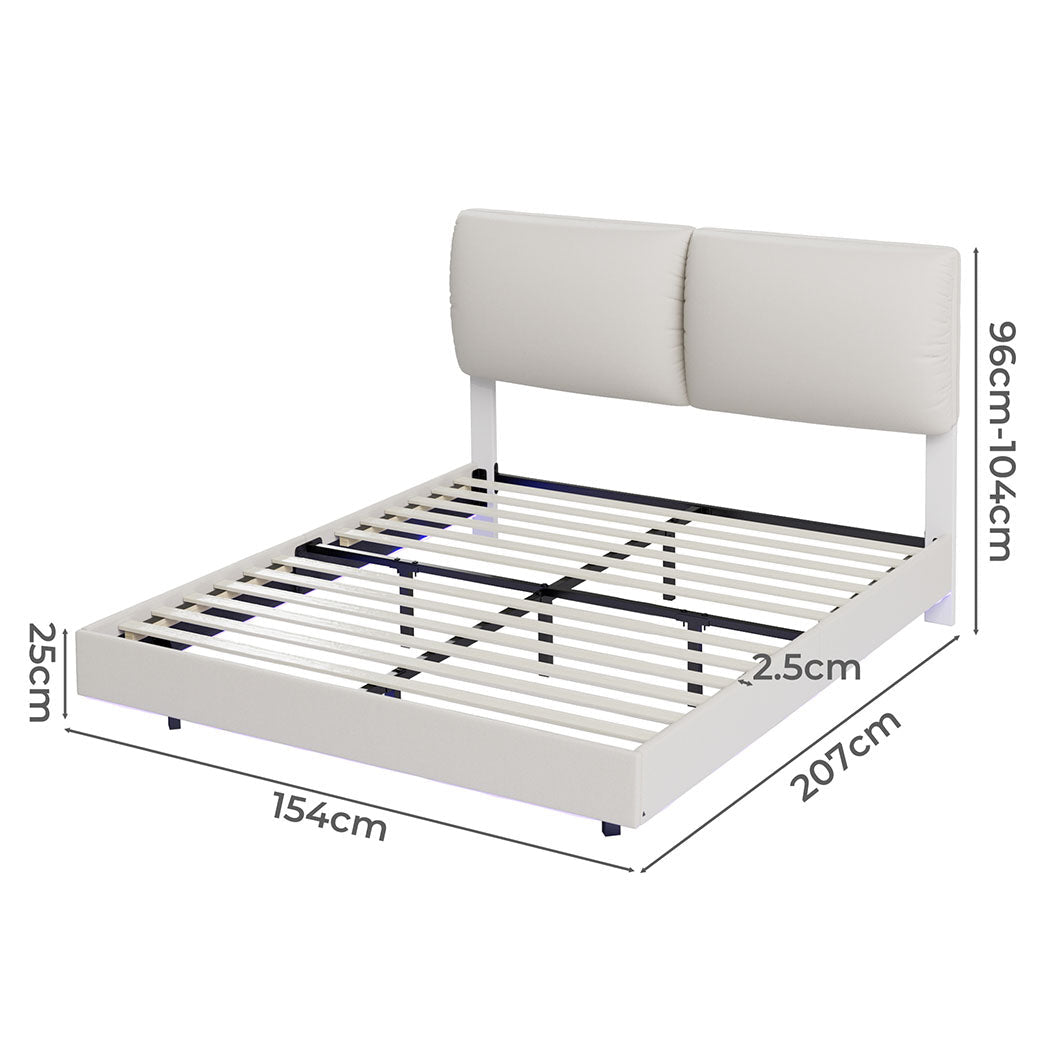 Levanta Queen Floating LED Bed Frame – White - Rivercity House & Home Co. (ABN 18 642 972 209) - Affordable Modern Furniture Australia