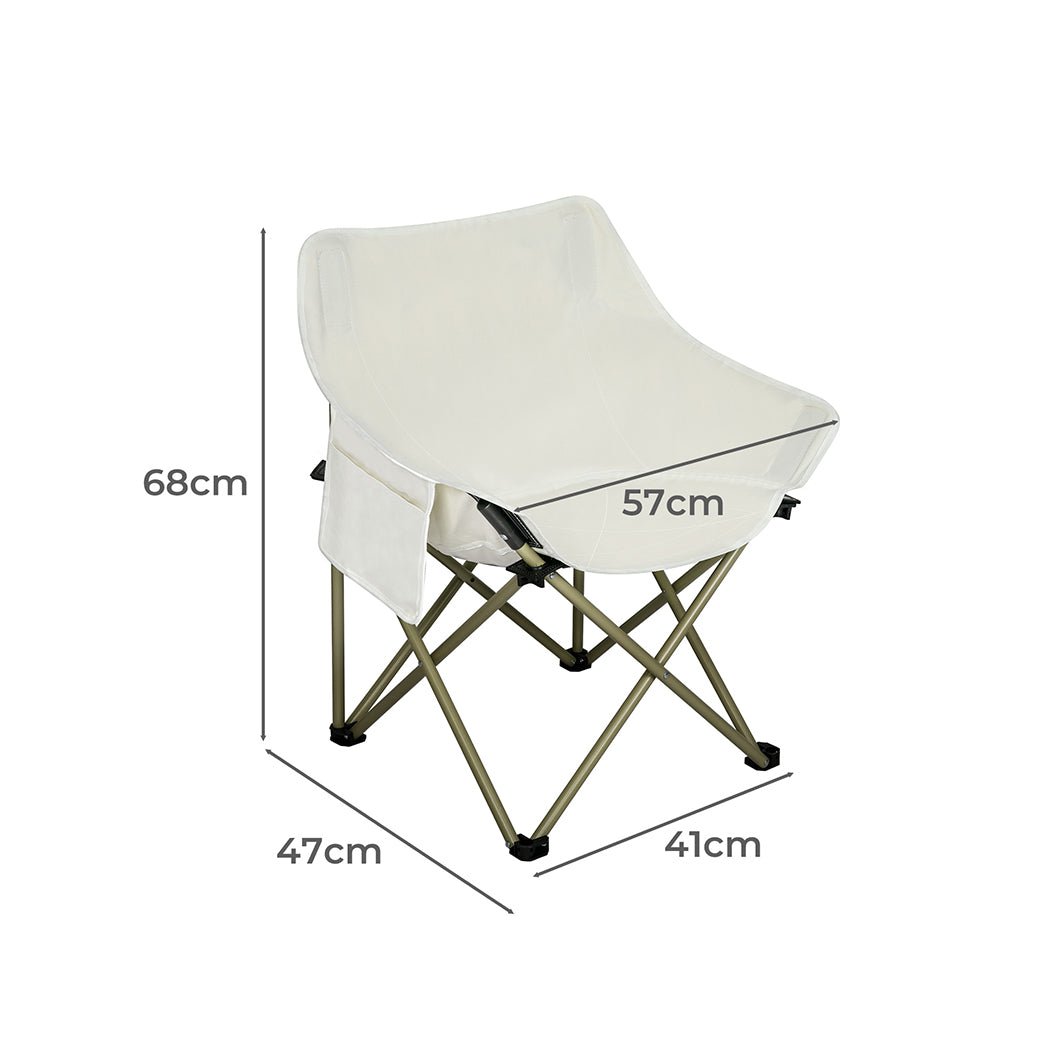 Lightweight Folding Camping Moon Chair with Carry Bag - Beige - Rivercity House & Home Co. (ABN 18 642 972 209) - Affordable Modern Furniture Australia
