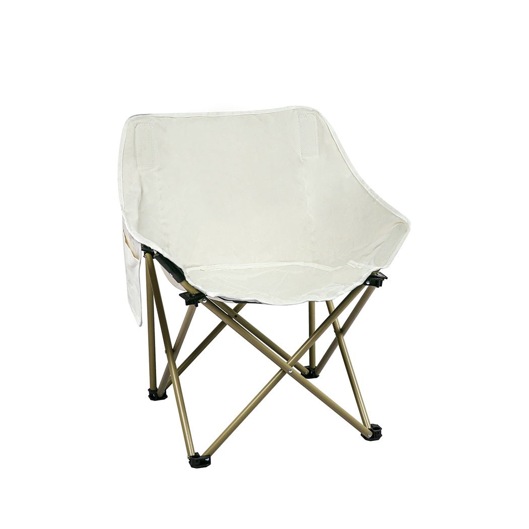 Lightweight Folding Camping Moon Chair with Carry Bag - Beige - Rivercity House & Home Co. (ABN 18 642 972 209) - Affordable Modern Furniture Australia
