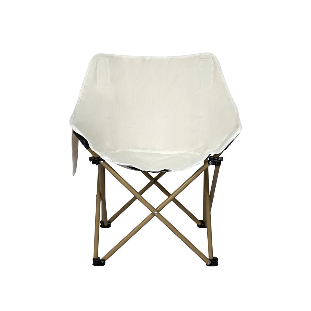Lightweight Folding Camping Moon Chair with Carry Bag - Beige - Rivercity House & Home Co. (ABN 18 642 972 209) - Affordable Modern Furniture Australia