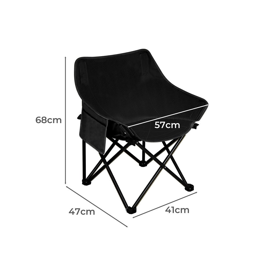 Lightweight Folding Camping Moon Chair with Carry Bag - Black - Rivercity House & Home Co. (ABN 18 642 972 209) - Affordable Modern Furniture Australia