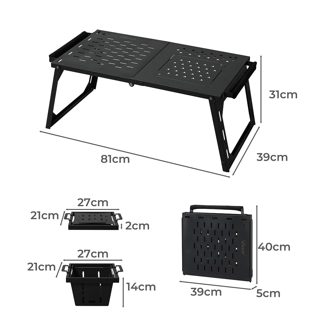 Lightweight Multi - Functional Small BBQ Grill Table - Black - Rivercity House & Home Co. (ABN 18 642 972 209) - Affordable Modern Furniture Australia
