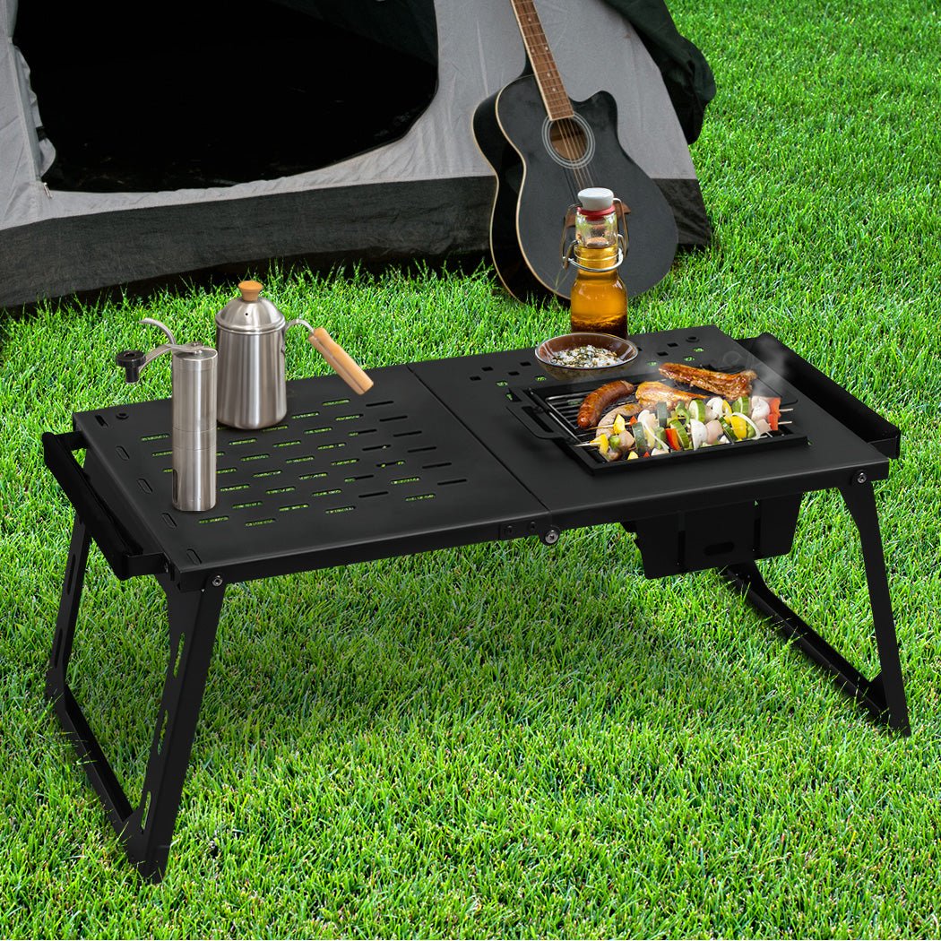 Lightweight Multi - Functional Small BBQ Grill Table - Black - Rivercity House & Home Co. (ABN 18 642 972 209) - Affordable Modern Furniture Australia