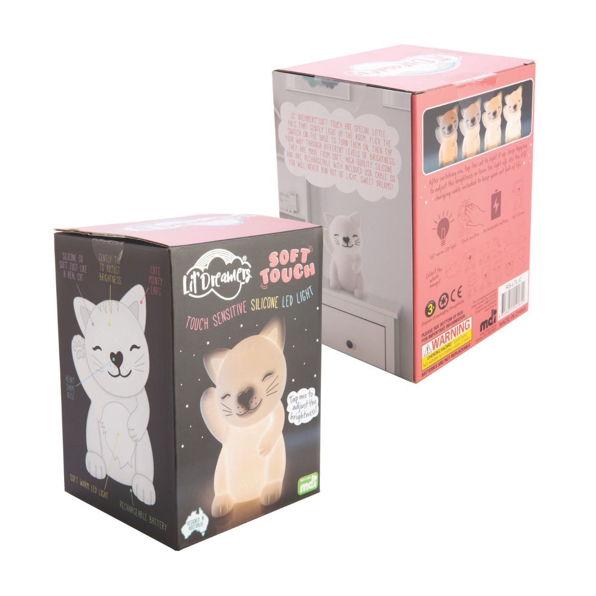 Lil' Dreamers Cat Soft Touch LED Light - White - Rivercity House & Home Co. (ABN 18 642 972 209) - Affordable Modern Furniture Australia