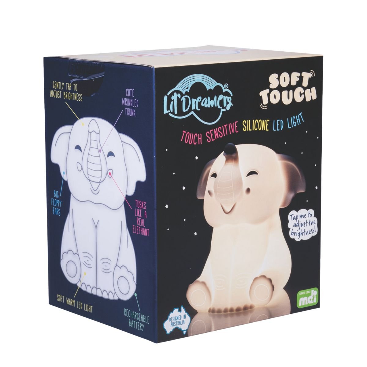Lil' Dreamers Elephant Soft Touch LED Light - White - Rivercity House & Home Co. (ABN 18 642 972 209) - Affordable Modern Furniture Australia