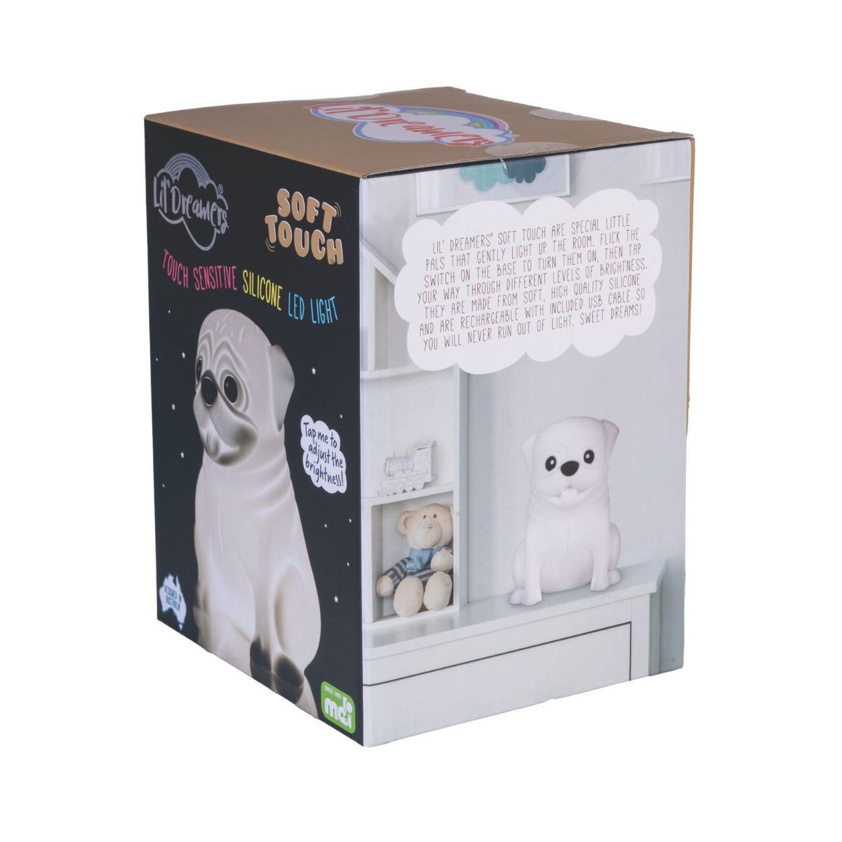 Lil' Dreamers Pug Soft Touch LED Light - White - Rivercity House & Home Co. (ABN 18 642 972 209) - Affordable Modern Furniture Australia