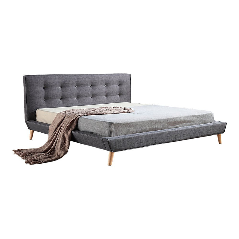 Linen Fabric Deluxe King Bed Frame Grey - Rivercity House & Home Co. (ABN 18 642 972 209) - Affordable Modern Furniture Australia