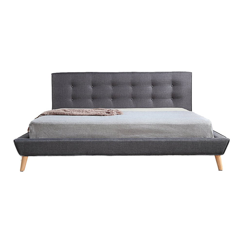 Linen Fabric Deluxe King Bed Frame Grey - Rivercity House & Home Co. (ABN 18 642 972 209) - Affordable Modern Furniture Australia