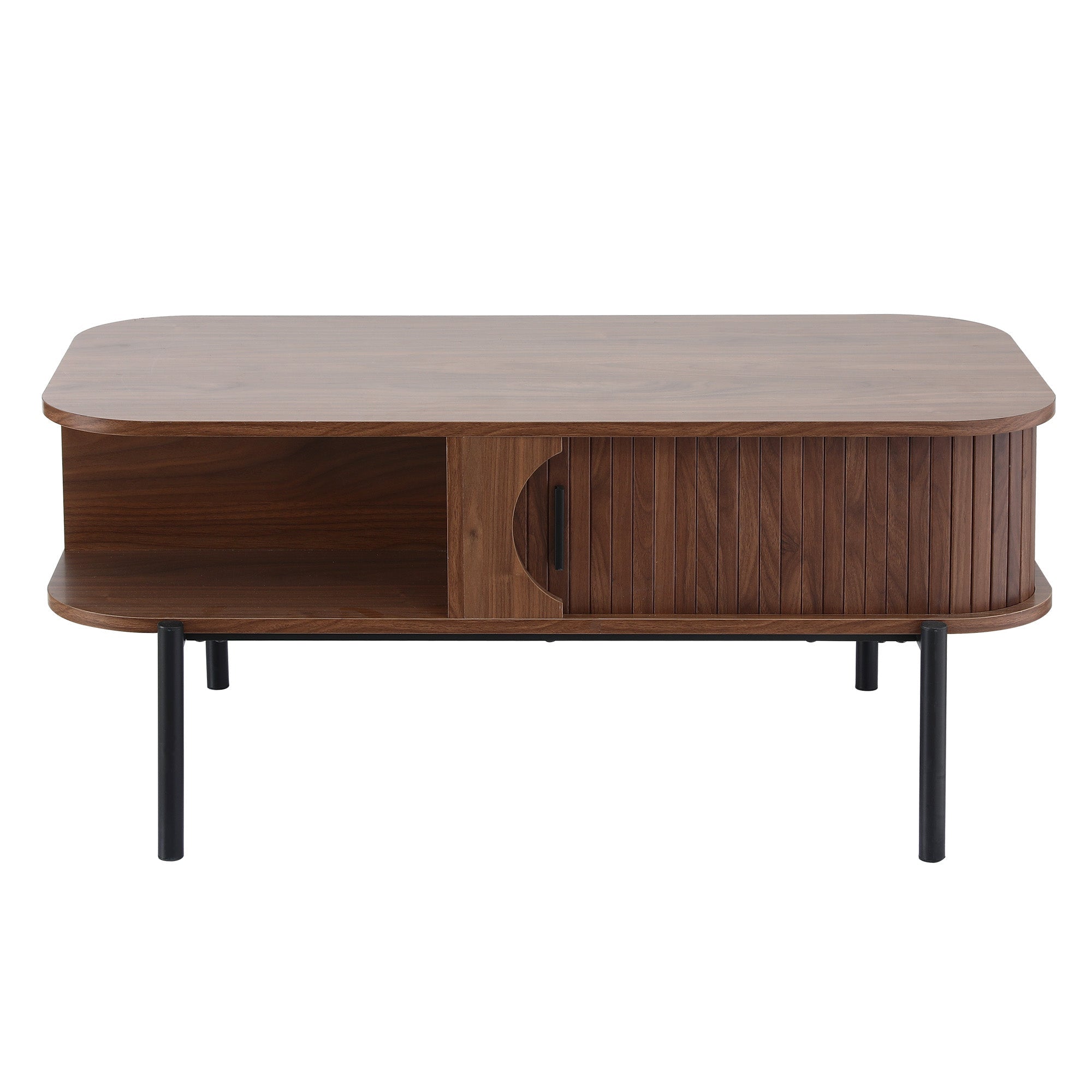 Living Room Coffee Table with Shelf and Cabinet - Walnut - Furniture > Living Room > Coffee Tables - Rivercity House & Home Co. (ABN 18 642 972 209) - Affordable Modern Furniture Australia
