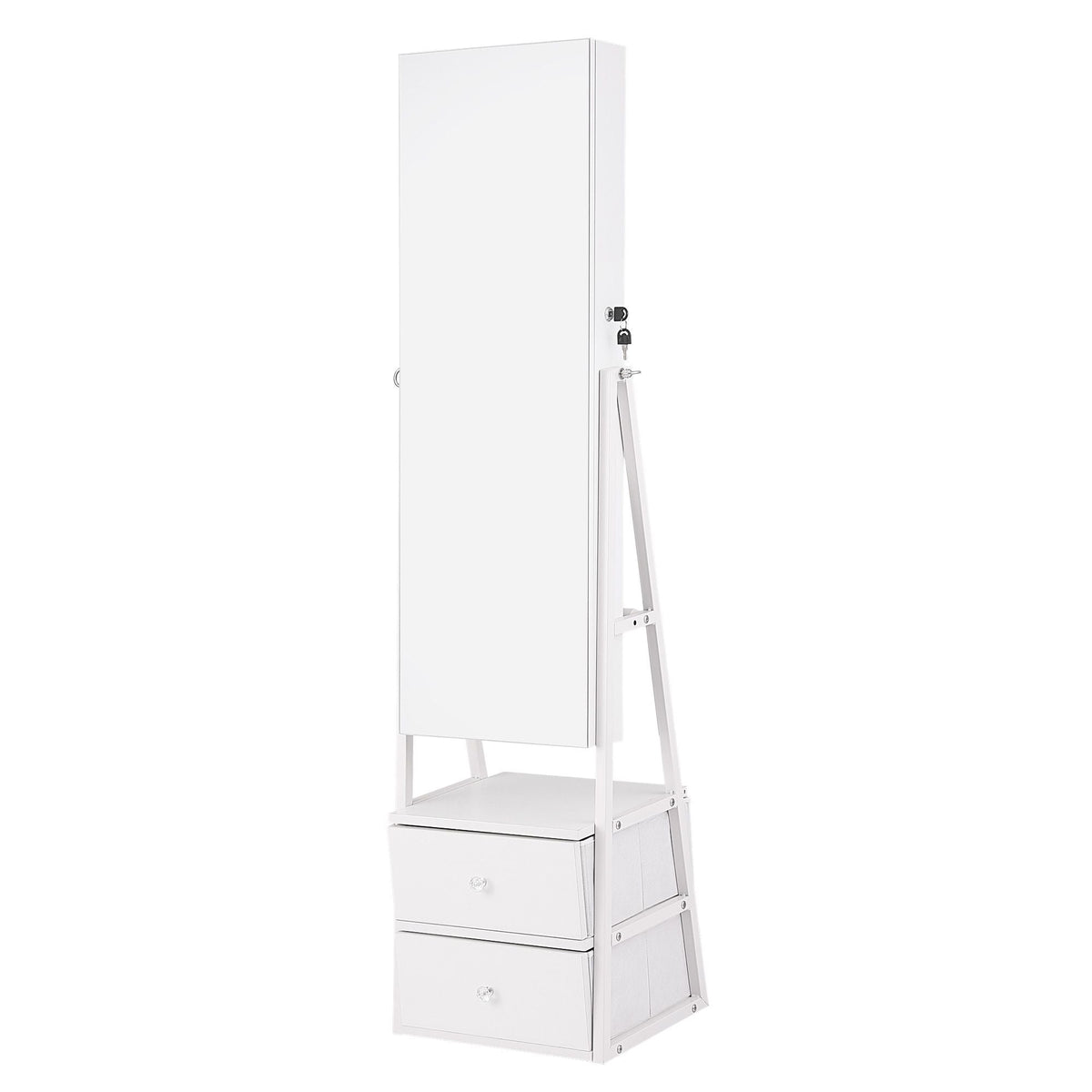 Lockable Freestanding Jewelry Armoire with Mirror and Drawers - White - Home & Garden > Storage > Storage Cabinets & Lockers - Rivercity House & Home Co. (ABN 18 642 972 209) - Affordable Modern Furniture Australia