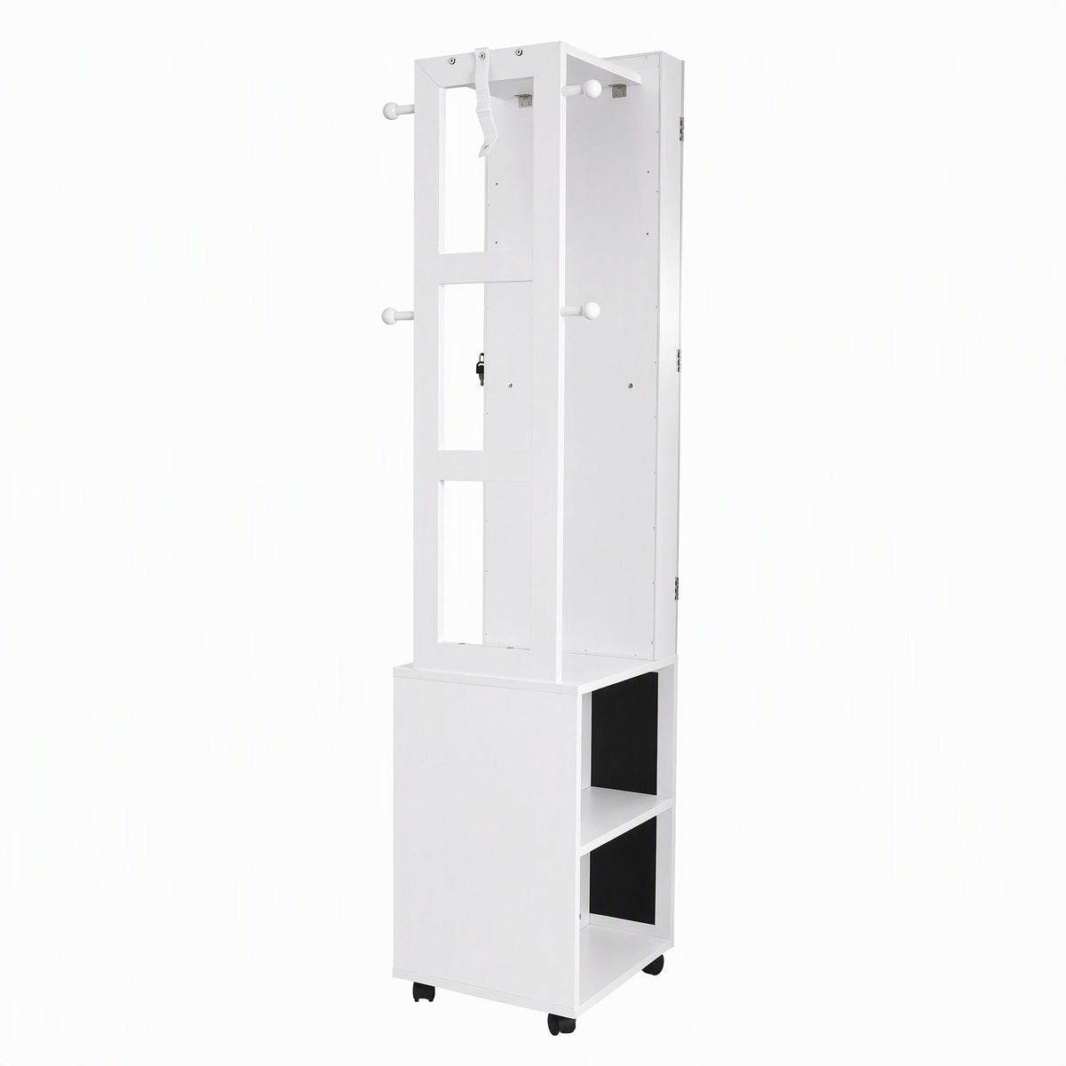 Lockable Jewellery Cabinet with Mobile Frameless Mirror - White - Home & Garden > Storage > Storage Cabinets & Lockers - Rivercity House & Home Co. (ABN 18 642 972 209) - Affordable Modern Furniture Australia