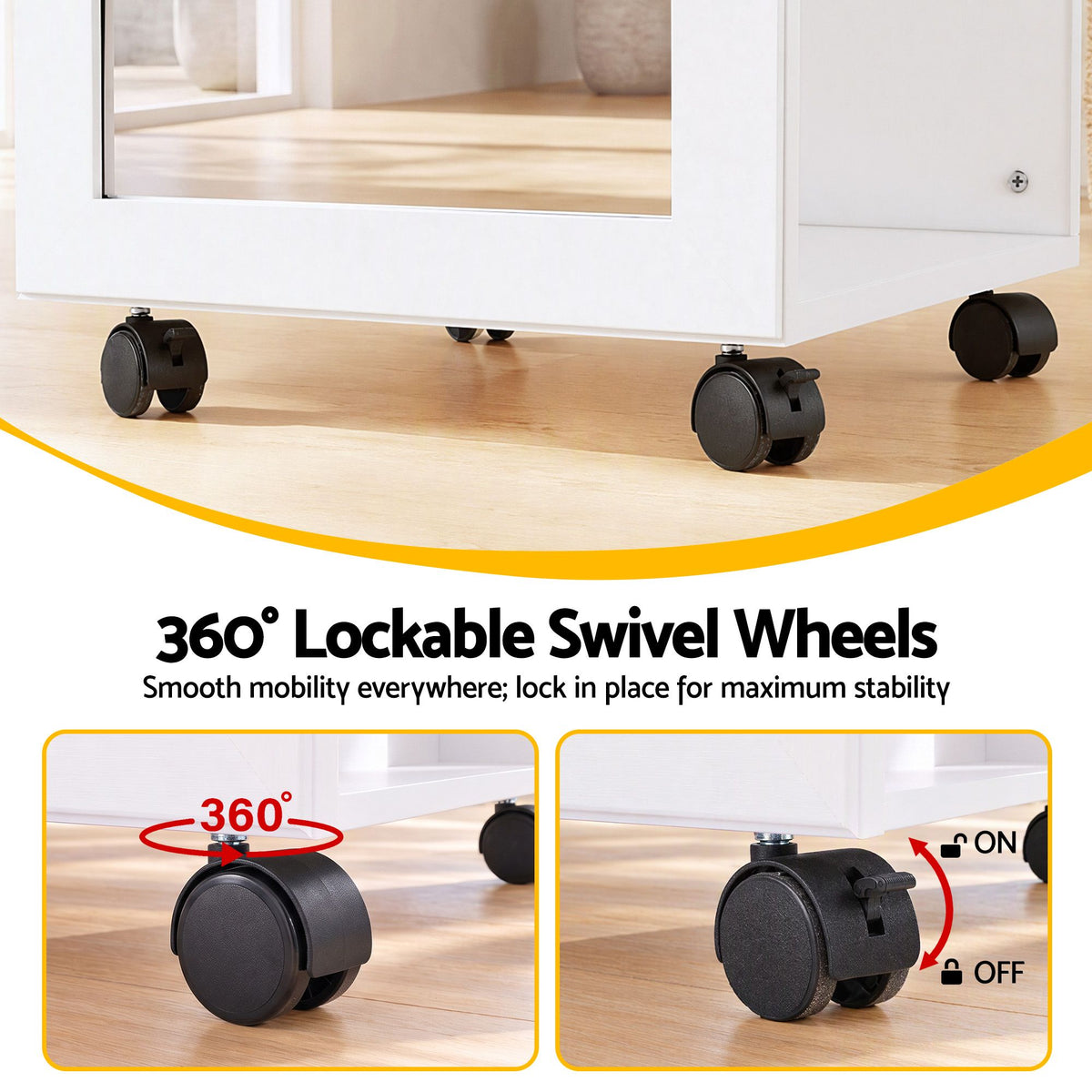 Lockable Jewellery Cabinet with Mobile Frameless Mirror - White - Home & Garden > Storage > Storage Cabinets & Lockers - Rivercity House & Home Co. (ABN 18 642 972 209) - Affordable Modern Furniture Australia