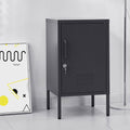 Lockable Metal Bedside Table Cabinet - Black