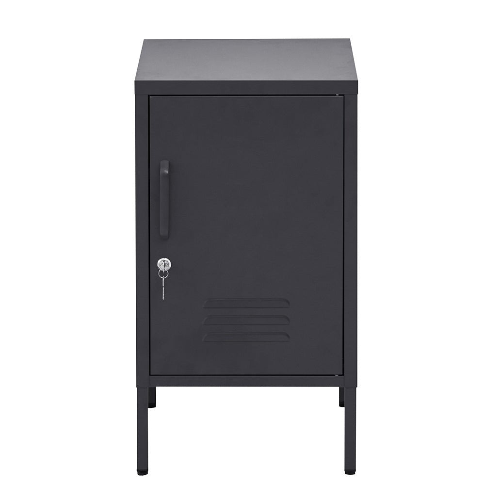 Lockable Metal Bedside Table Cabinet - Black - Furniture > Bedroom - Rivercity House & Home Co. (ABN 18 642 972 209) - Affordable Modern Furniture Australia