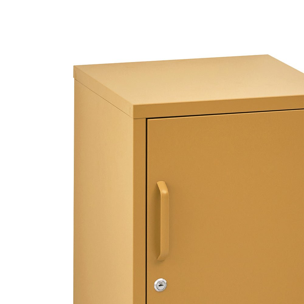 Lockable Metal Bedside Table Cabinet - Yellow - Furniture > Bedroom - Rivercity House & Home Co. (ABN 18 642 972 209) - Affordable Modern Furniture Australia