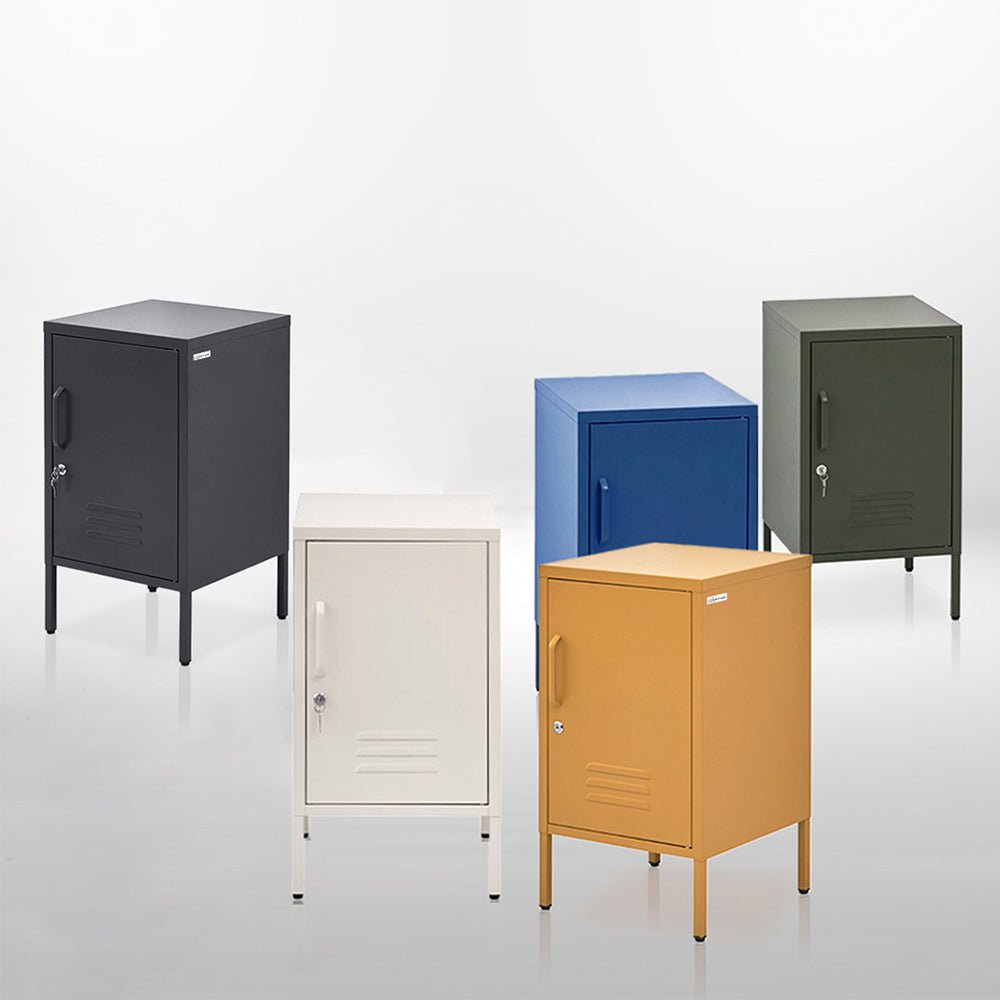 Lockable Metal Bedside Table Cabinet - Yellow - Furniture > Bedroom - Rivercity House & Home Co. (ABN 18 642 972 209) - Affordable Modern Furniture Australia