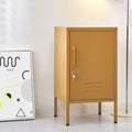 Lockable Metal Bedside Table Cabinet - Yellow