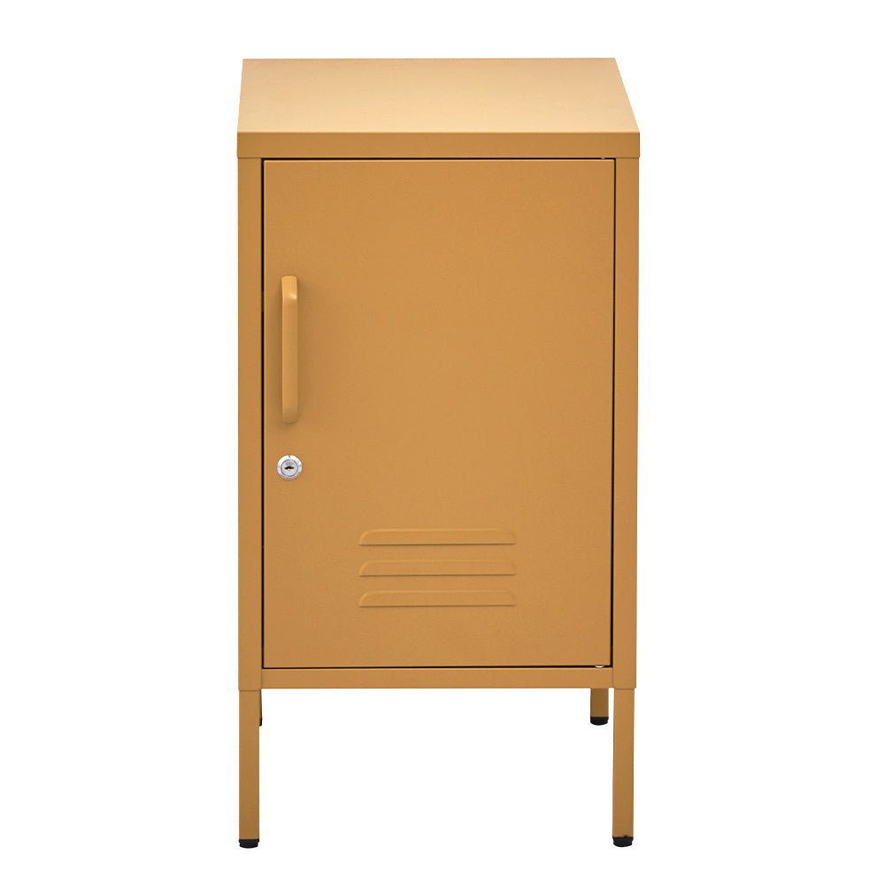 Lockable Metal Bedside Table Cabinet - Yellow - Furniture > Bedroom - Rivercity House & Home Co. (ABN 18 642 972 209) - Affordable Modern Furniture Australia
