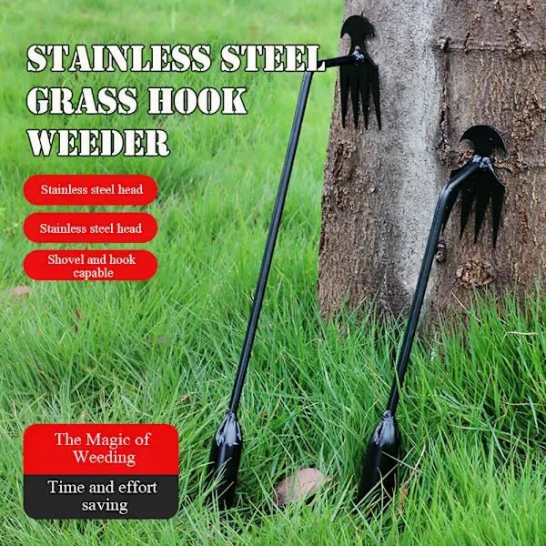 Long Manual Weeding Tool with High Carbon Steel Claw and Ergonomic Handle for Garden Beds, Yards, Lawns and Potted Plants - Black - Home & Garden > Garden Tools > Gardening Tools - Rivercity House & Home Co. (ABN 18 642 972 209) - Affordable Modern Furniture Australia