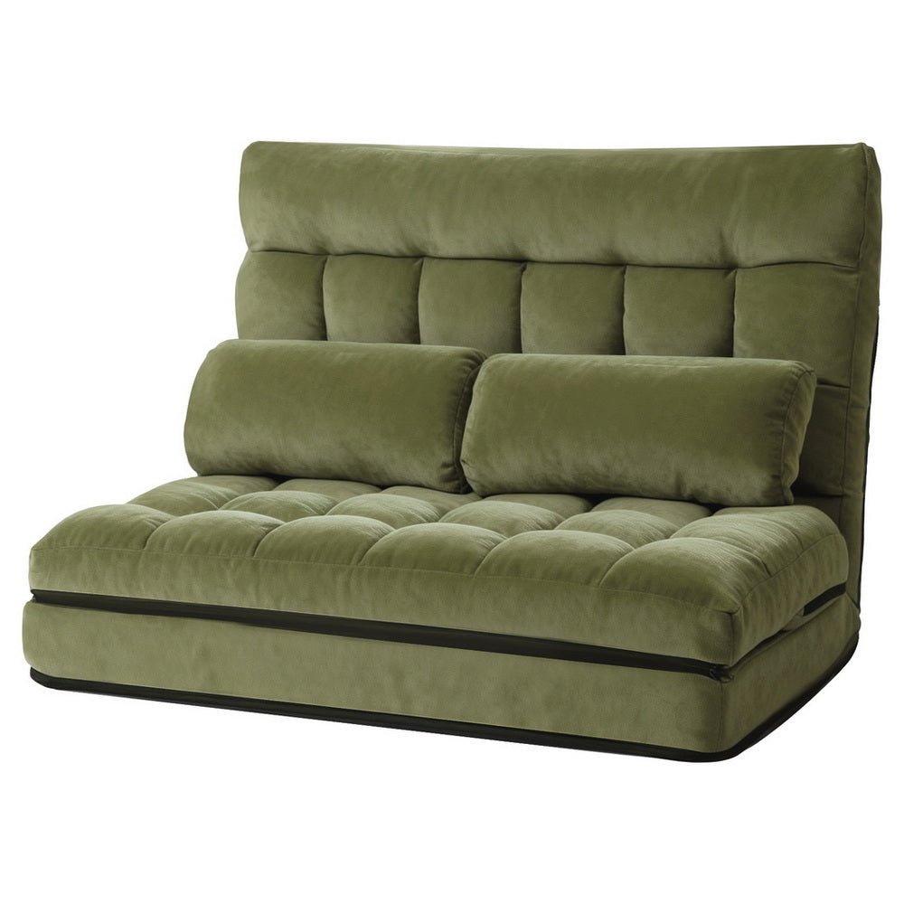 Lounge Sofa Bed 2 seater Green Fabric - Furniture > Bar Stools & Chairs > Arm Chairs & Recliners - Rivercity House & Home Co. (ABN 18 642 972 209) - Affordable Modern Furniture Australia