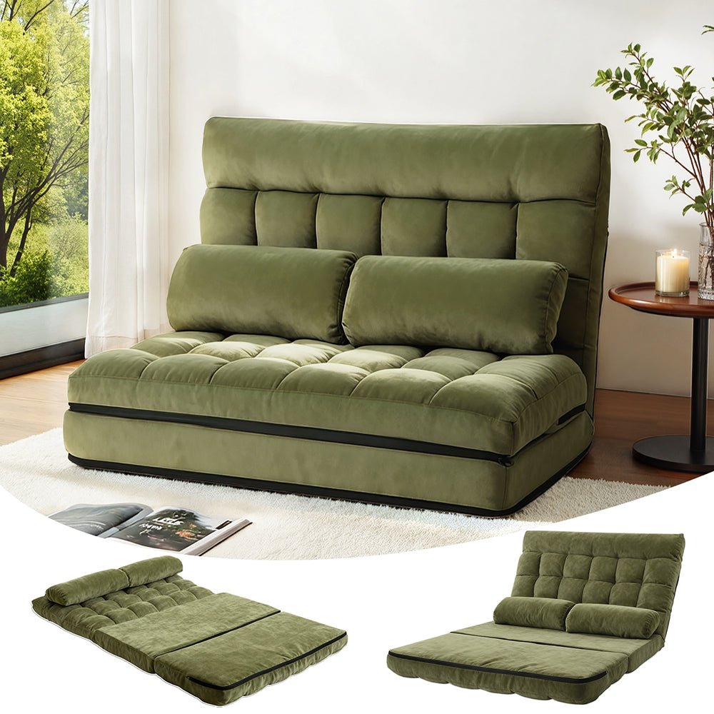 Lounge Sofa Bed 2 seater Green Fabric - Furniture > Bar Stools & Chairs > Arm Chairs & Recliners - Rivercity House & Home Co. (ABN 18 642 972 209) - Affordable Modern Furniture Australia