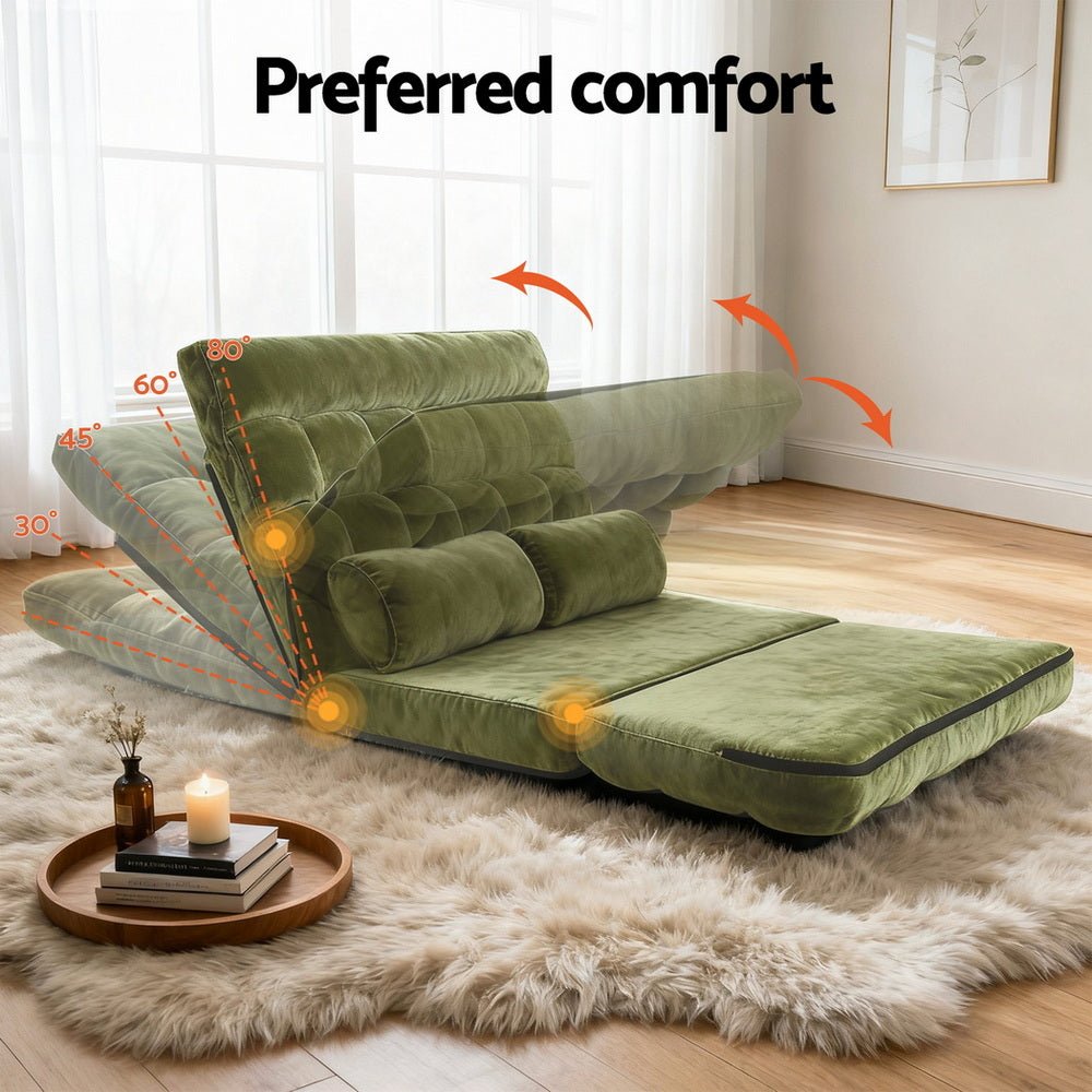 Lounge Sofa Bed 2 seater Green Fabric - Furniture > Bar Stools & Chairs > Arm Chairs & Recliners - Rivercity House & Home Co. (ABN 18 642 972 209) - Affordable Modern Furniture Australia