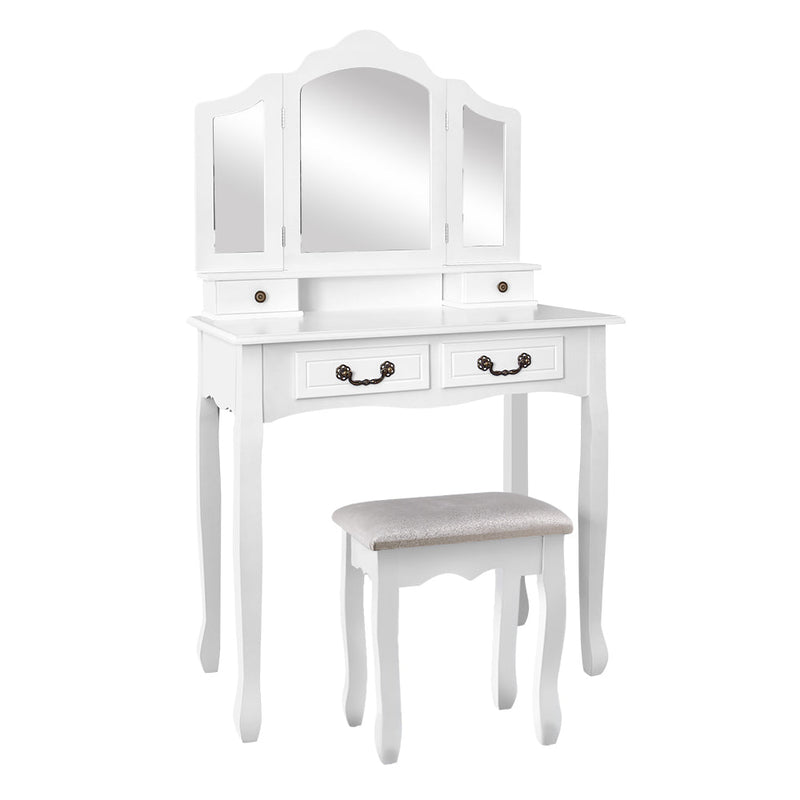 Luxury Dressing Table with 3 Mirrors (White) - Rivercity House & Home Co. (ABN 18 642 972 209) - Affordable Modern Furniture Australia