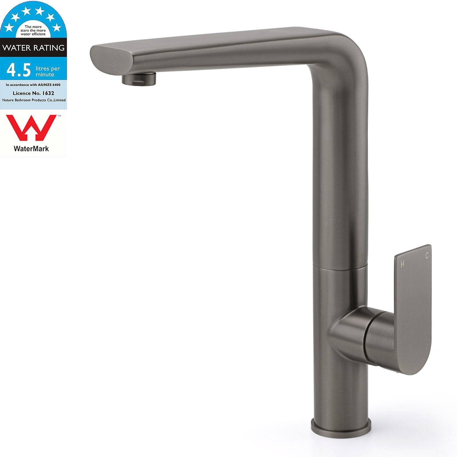 Luxury Gun Metal Round Kitchen Mixer Sink Tap Swivel Laundry Faucet Spout WELS - Furniture > Bathroom > Shower Heads & Screens - Rivercity House & Home Co. (ABN 18 642 972 209) - Affordable Modern Furniture Australia
