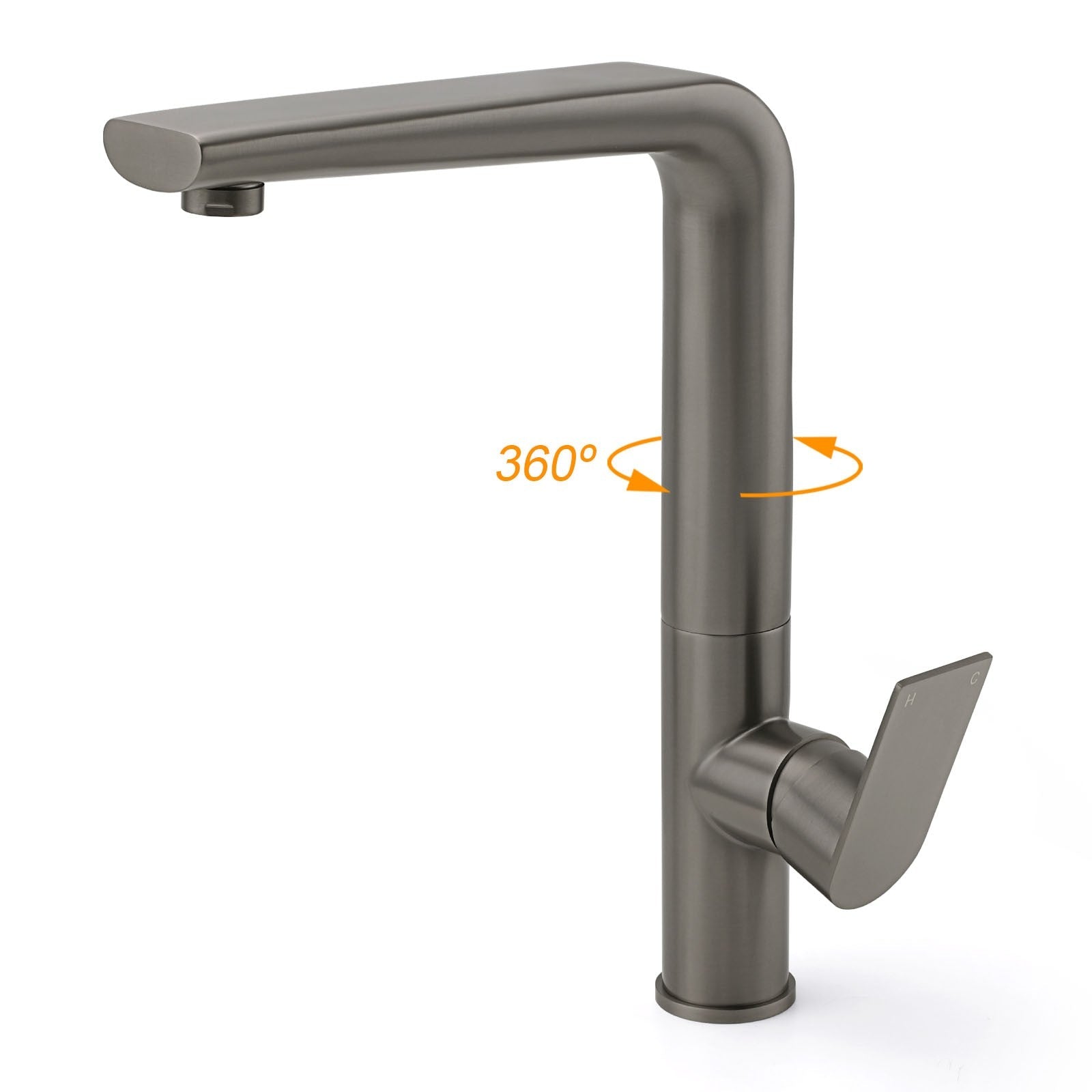 Luxury Gun Metal Round Kitchen Mixer Sink Tap Swivel Laundry Faucet Spout WELS - Furniture > Bathroom > Shower Heads & Screens - Rivercity House & Home Co. (ABN 18 642 972 209) - Affordable Modern Furniture Australia