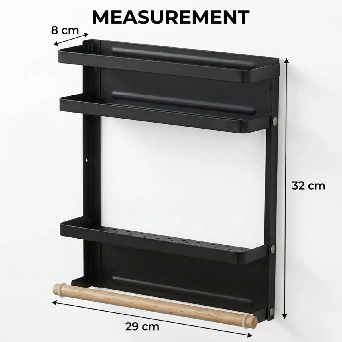 Magnetic 2 Tier Refrigerator Spice Rack Fridge Organiser - Black - Home & Garden > Kitchenware > Food Storage - Rivercity House & Home Co. (ABN 18 642 972 209) - Affordable Modern Furniture Australia