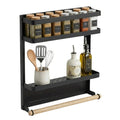 Magnetic 2 Tier Refrigerator Spice Rack Fridge Organiser - Black