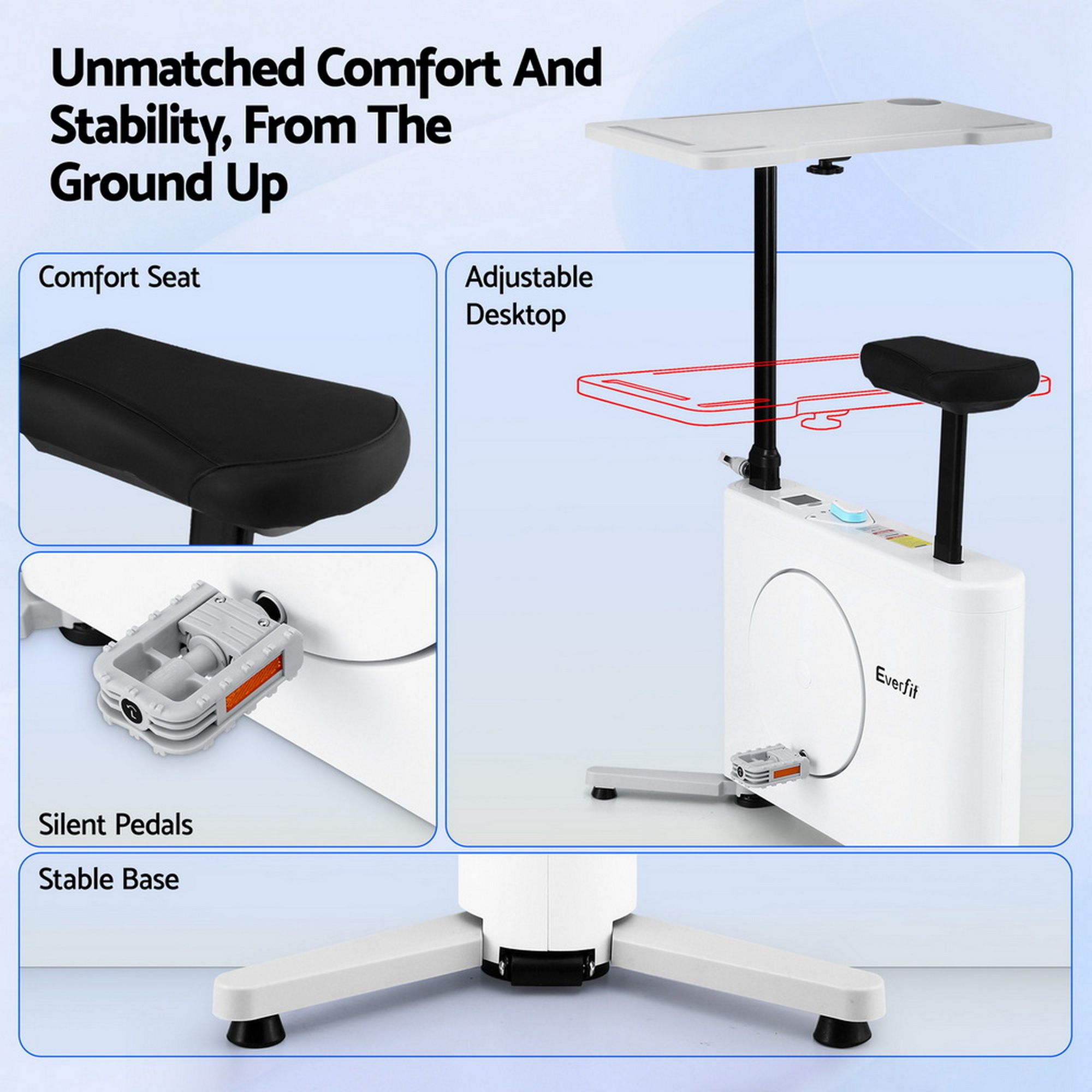 Magnetic Desk Exercise Bike with Tabletop for Home Workout - Black - Sports & Fitness > Exercise, Gym & Fitness > Exercise Bikes - Rivercity House & Home Co. (ABN 18 642 972 209) - Affordable Modern Furniture Australia