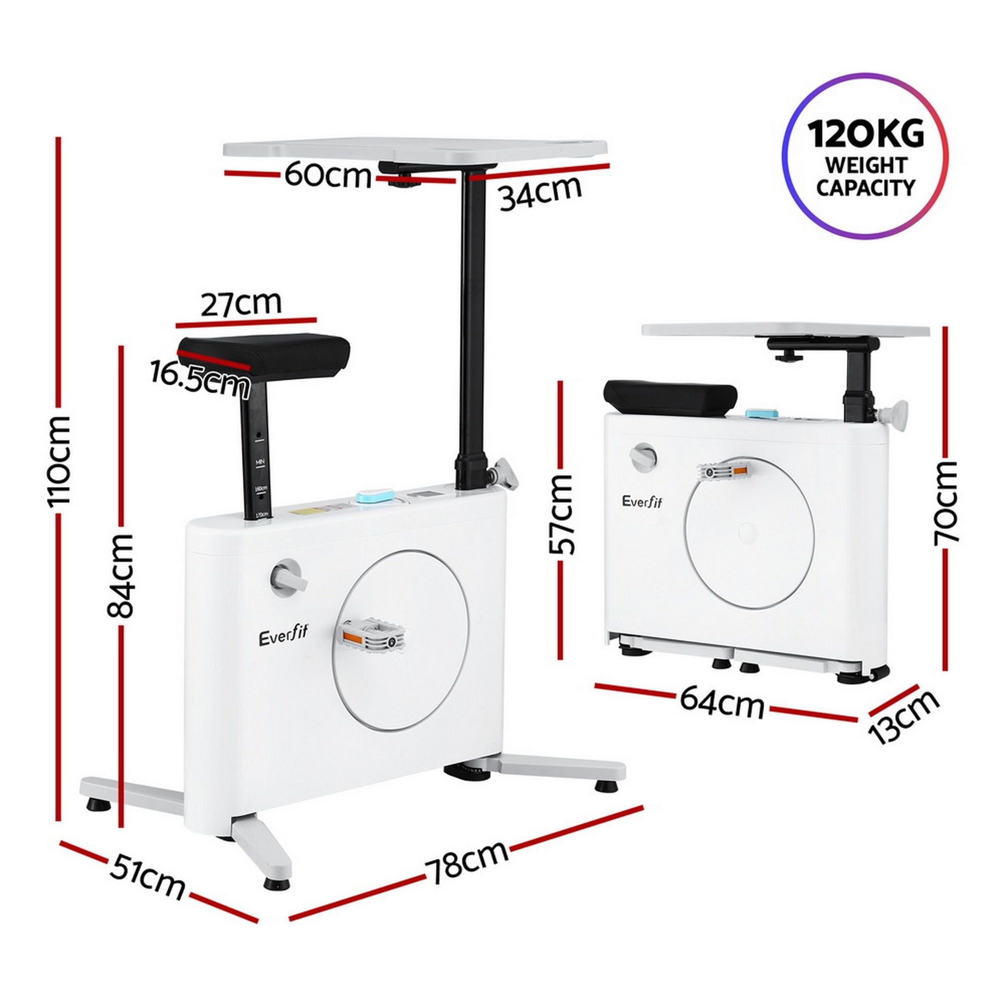 Magnetic Desk Exercise Bike with Tabletop for Home Workout - Black - Sports & Fitness > Exercise, Gym & Fitness > Exercise Bikes - Rivercity House & Home Co. (ABN 18 642 972 209) - Affordable Modern Furniture Australia