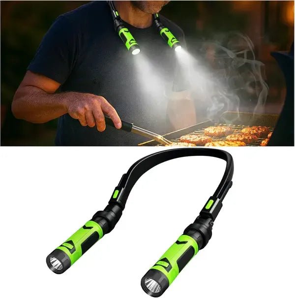Magnetic LED Neck-Mounted BBQ Grill Light with Detachable Spotlights for Outdoor Cooking - Black and Green - Home & Garden > BBQ > BBQs & Accessories - Rivercity House & Home Co. (ABN 18 642 972 209) - Affordable Modern Furniture Australia