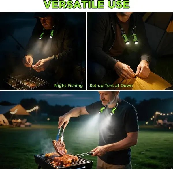 Magnetic LED Neck-Mounted BBQ Grill Light with Detachable Spotlights for Outdoor Cooking - Black and Green - Home & Garden > BBQ > BBQs & Accessories - Rivercity House & Home Co. (ABN 18 642 972 209) - Affordable Modern Furniture Australia