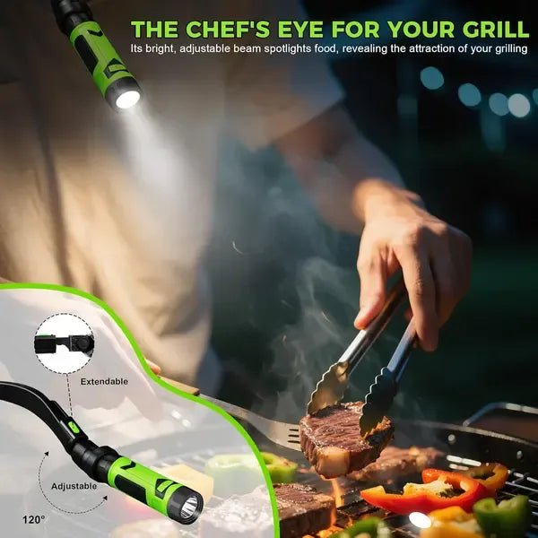 Magnetic LED Neck-Mounted BBQ Grill Light with Detachable Spotlights for Outdoor Cooking - Black and Green - Home & Garden > BBQ > BBQs & Accessories - Rivercity House & Home Co. (ABN 18 642 972 209) - Affordable Modern Furniture Australia