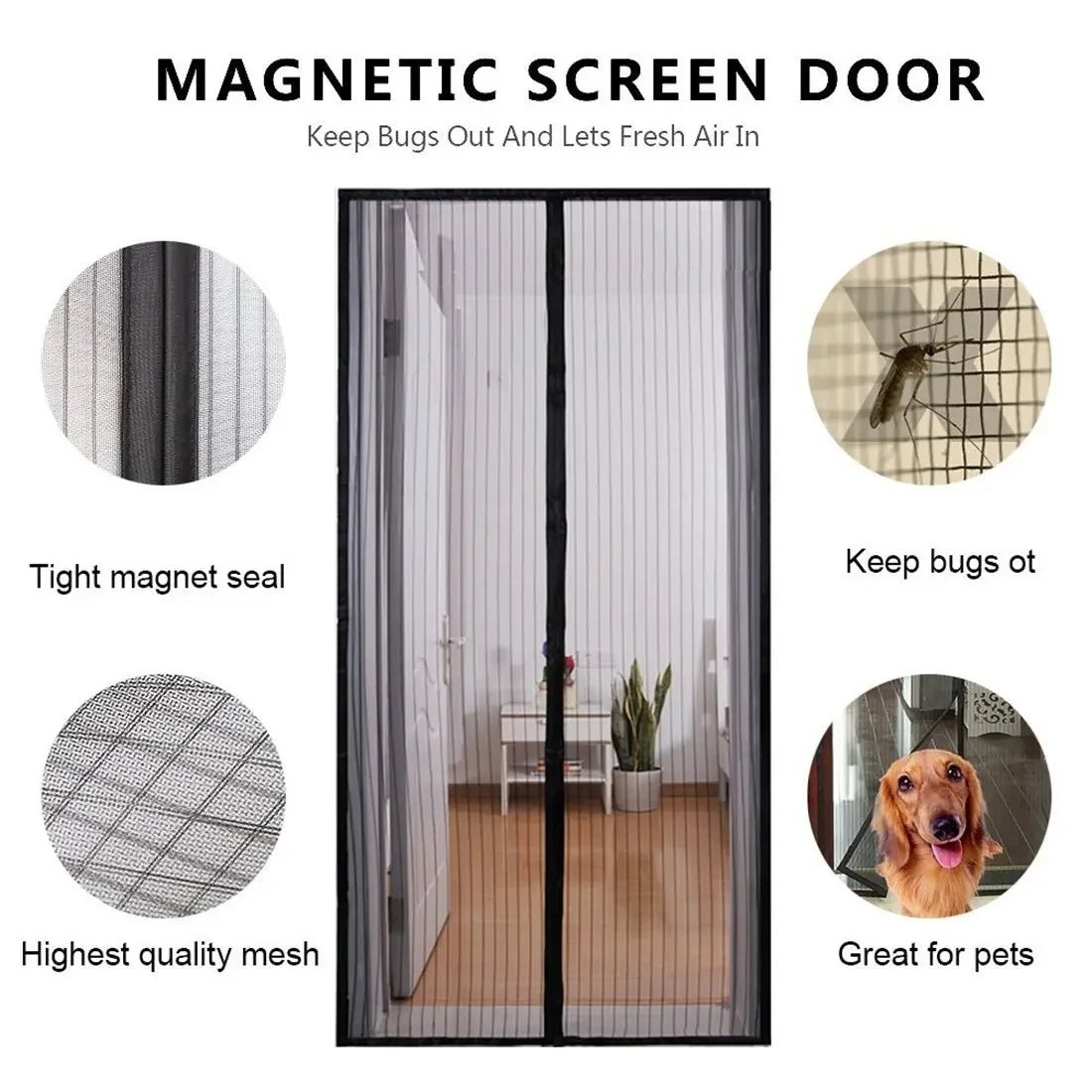 Magnetic Mosquito Net Door Screen 110x210cm - Pet Care > Farm Supplies > Fencing - Rivercity House & Home Co. (ABN 18 642 972 209) - Affordable Modern Furniture Australia