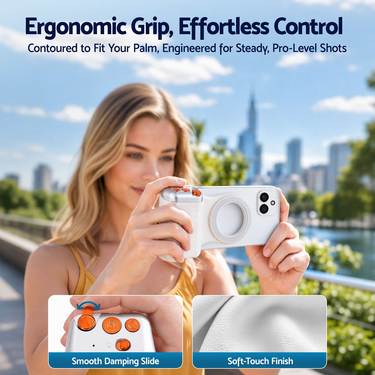 Magnetic Phone Camera Grip with Ergonomic Handle and Detachable Bluetooth Remote - Audio & Video > Photography > Camera Accessories - Rivercity House & Home Co. (ABN 18 642 972 209) - Affordable Modern Furniture Australia