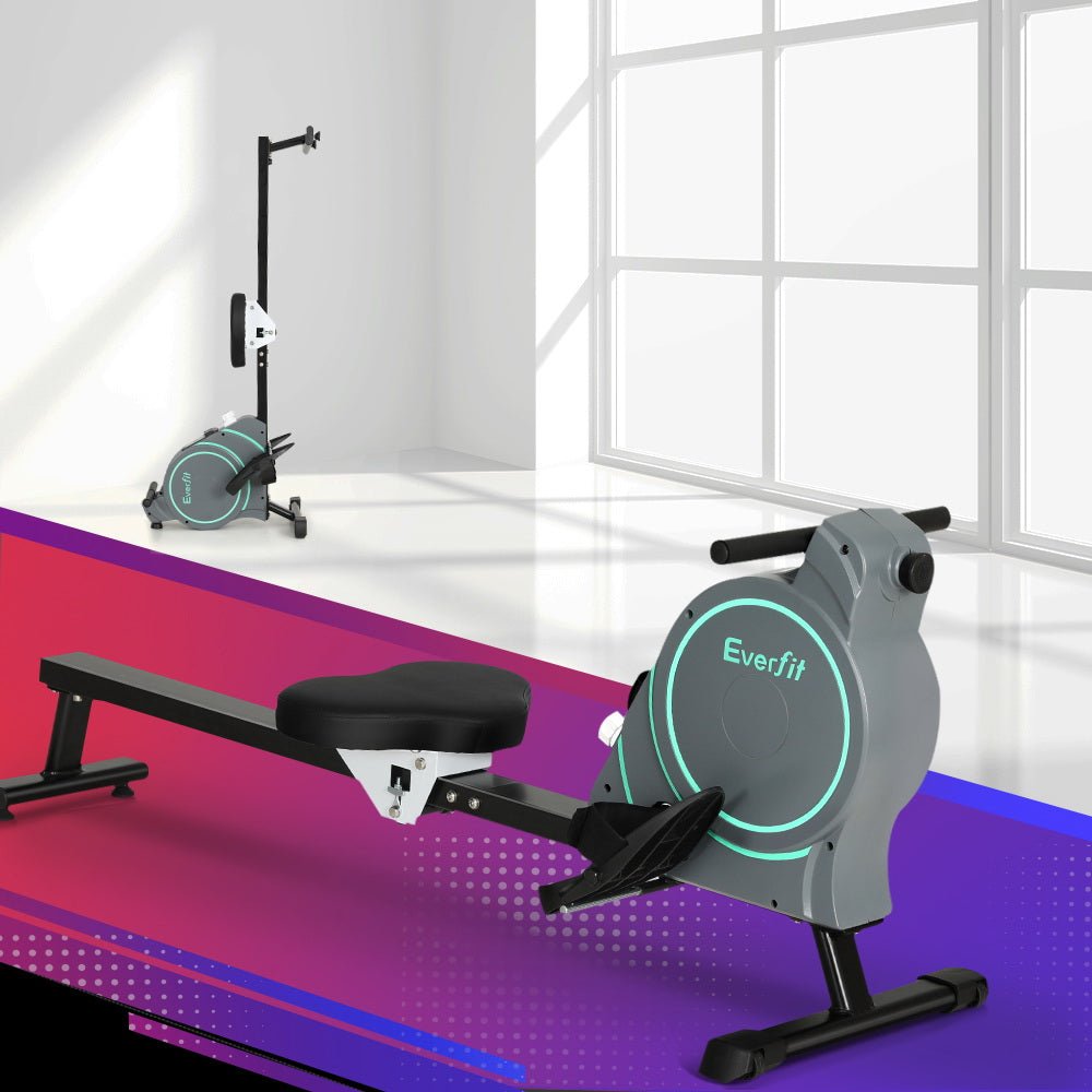 Magnetic Rowing Machine 16-Level Resistance with App - Black - Sports & Fitness > Exercise, Gym & Fitness > Exercise Bikes - Rivercity House & Home Co. (ABN 18 642 972 209) - Affordable Modern Furniture Australia
