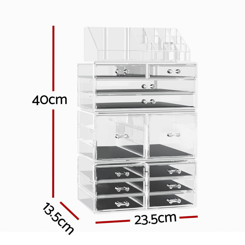 Makeup Case Acrylic Cosmetic Organizer Storage Box Jewellery Holder - Health & Beauty > Makeup Mirrors - Rivercity House & Home Co. (ABN 18 642 972 209) - Affordable Modern Furniture Australia