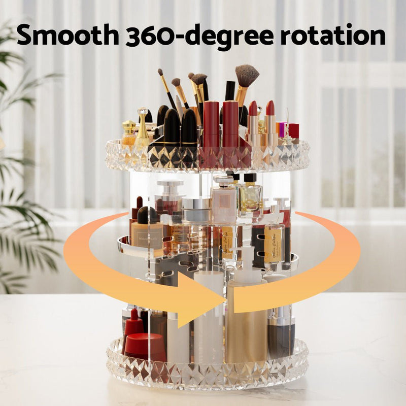 Makeup Case Acrylic Rotating Cosmetic Organizer Storage Display Holder - Health & Beauty > Cosmetic Storage - Rivercity House & Home Co. (ABN 18 642 972 209) - Affordable Modern Furniture Australia