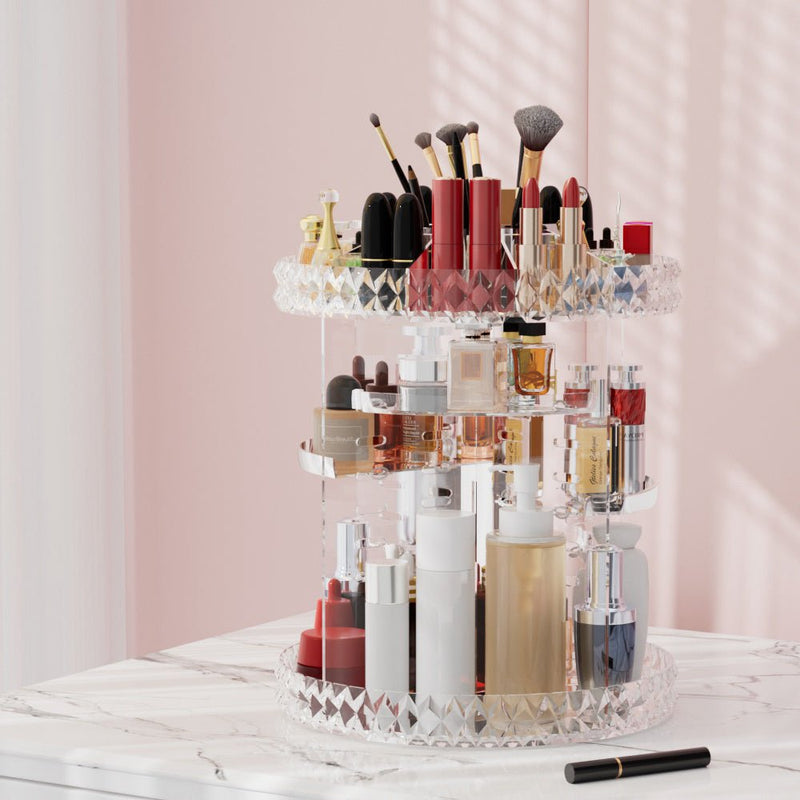 Makeup Case Acrylic Rotating Cosmetic Organizer Storage Display Holder - Health & Beauty > Cosmetic Storage - Rivercity House & Home Co. (ABN 18 642 972 209) - Affordable Modern Furniture Australia