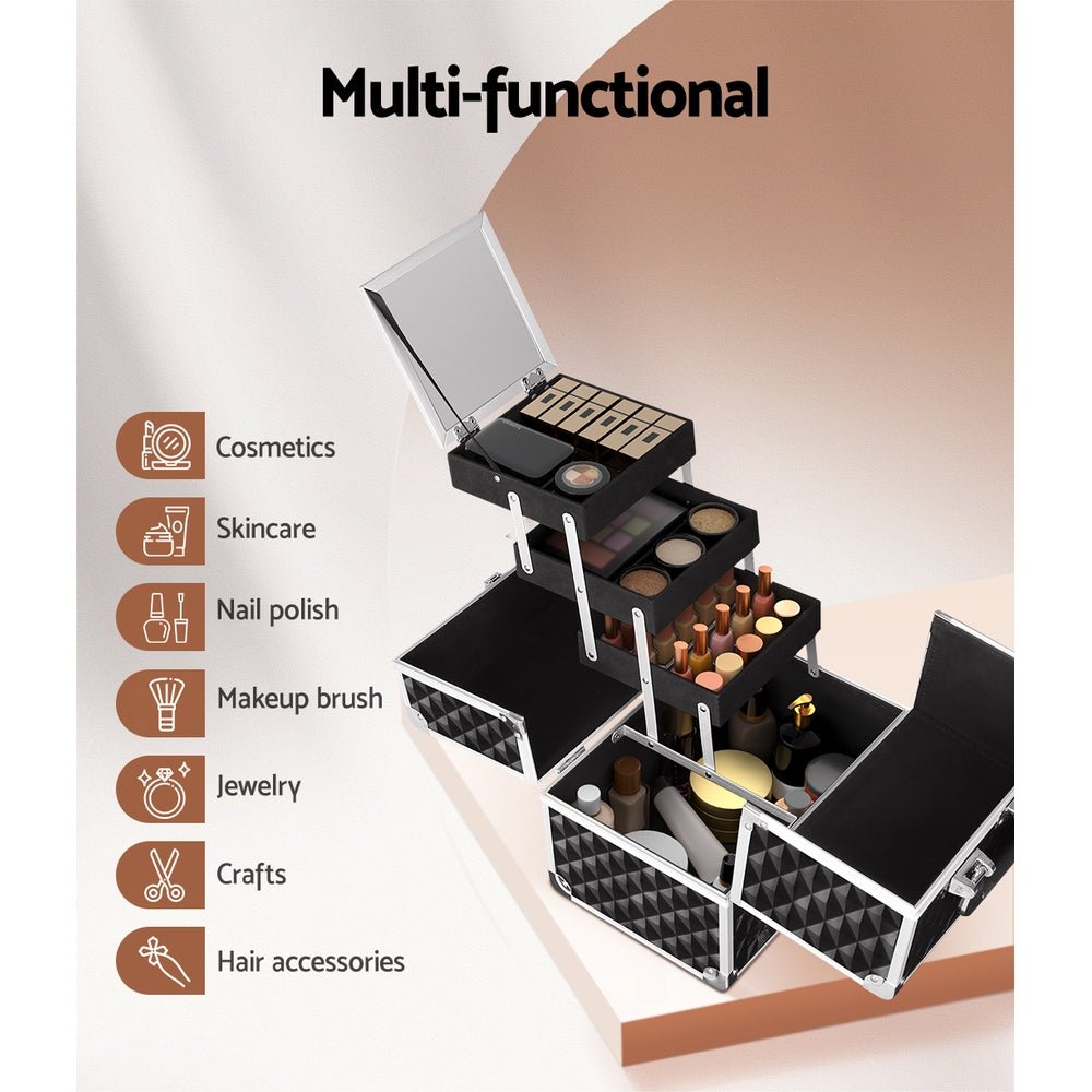 Makeup Case Beauty Organiser Bag Travel Large Cosmetic Storage Portable - Health & Beauty > Cosmetic Storage > Cosmetic & Toiletry Bags - Rivercity House & Home Co. (ABN 18 642 972 209) - Affordable Modern Furniture Australia